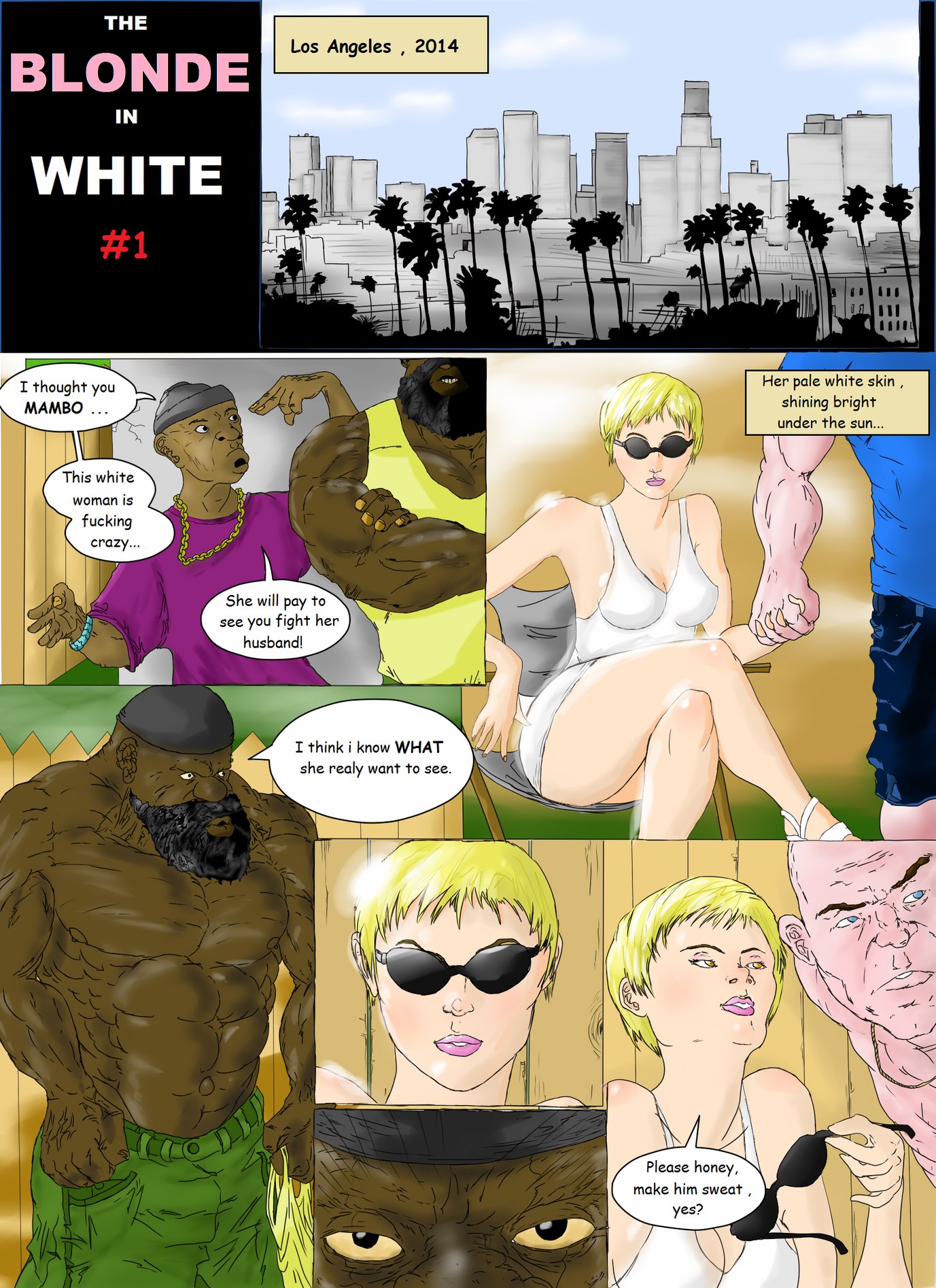 Blonde in White 1- Interracial