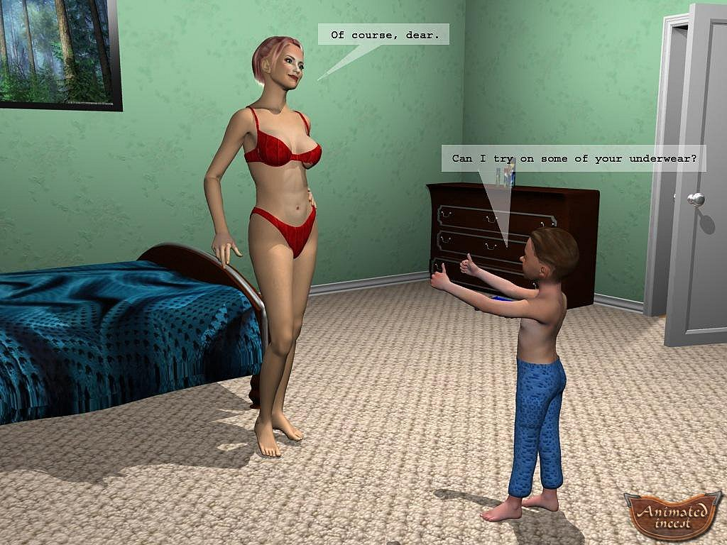 Mother catches son trying on her underwear